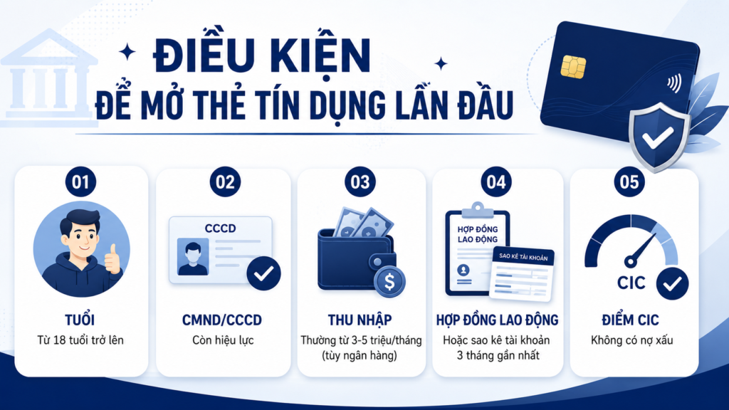 Điều kiện mở thẻ tín dụng lần đầu cho sinh viên và người mới đi làm