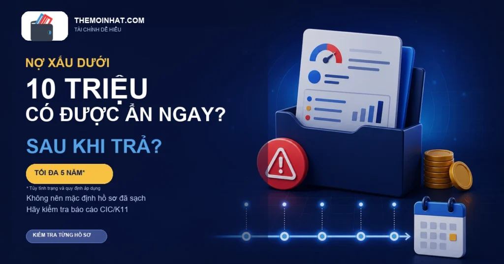 Nợ xấu dưới 10 triệu có được ẩn ngay sau khi trả? Quy định CIC và thời hạn tối đa 5 năm